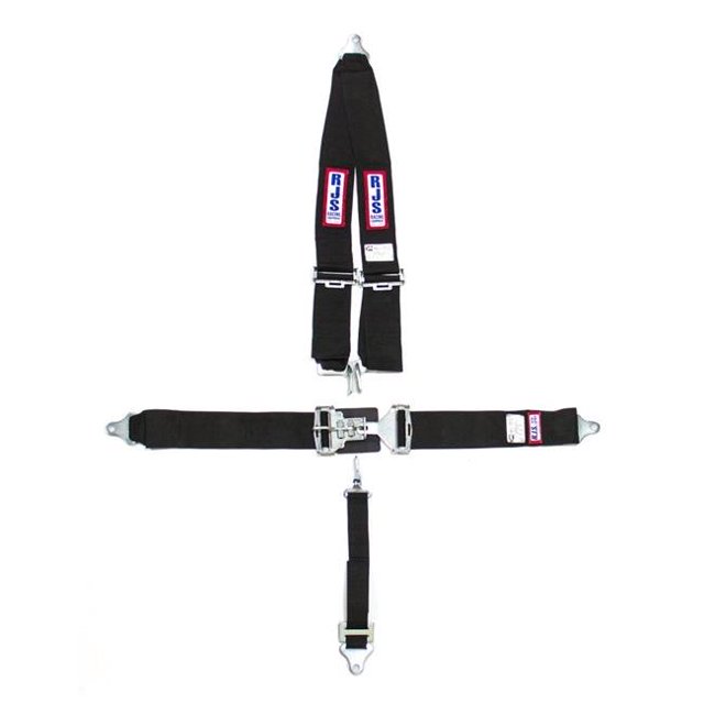 5-Point Latch Type Restraint System - Bolt-In - Roll Bar Mount Shoulder Harness - 2 in. Anti-Submarine Strap - Black