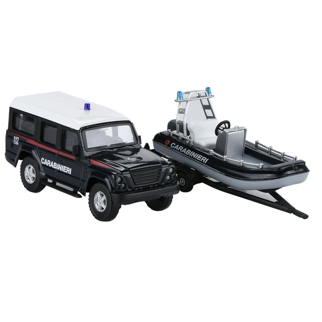 LOVEVER High Simulation 1 43 Coast Guard Police Fire Truck + Speedboat Model for Collectors and Enthusiasts Gifts