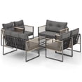 thumbnail image 2 of Costway 8 PCS Patio Furniture Set PE Rattan Conversation Sofa Set with Thick Cushions, 2 of 10