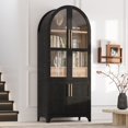 thumbnail image 4 of 71" Farmhouse Kitchen Pantry Cabinet with Glass Door, Adjustable Shelves, Hidden Drawer, Door Storage Shelves, Freestanding Storage Cabinet for Kitchen & Dining Room, Black, 4 of 20