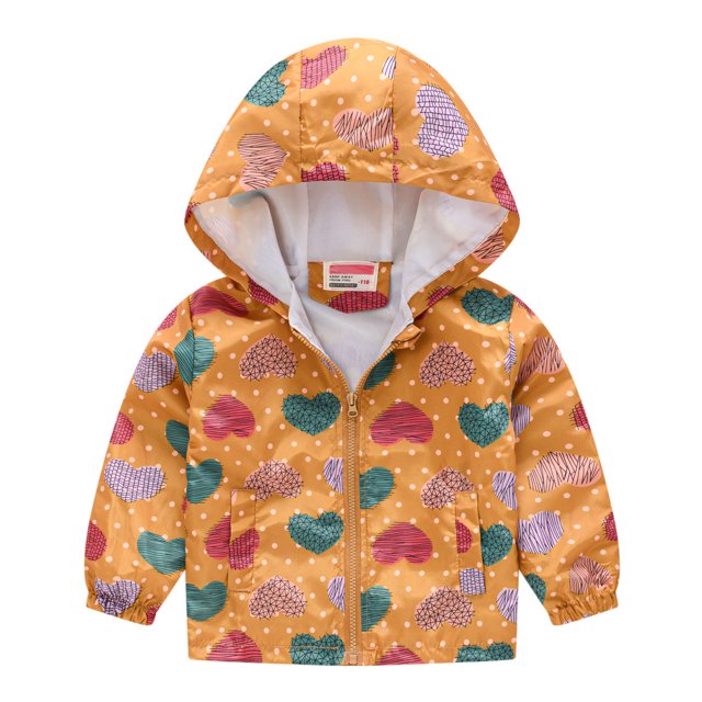 Manteau Coupe-Vent à Capuche à Fermeture Éclair Imprimé d'Automne pour Tout-Petits Enfants Bébés Filles Garçons