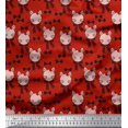 thumbnail image 1 of Soimoi Red Poly Georgette Fabric Bow & Cat Face Kids Decor Fabric Printed Yard 52 Inch Wide, 1 of 3