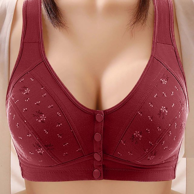 Mature Women's Front Closure Wireless Bra, Soft Seamless Full Coverage Comfort Support for Everyday Wear