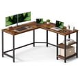 thumbnail image 1 of VASAGLE Computer Desk, L-Shaped Corner Desk, 138 x 138 x 76 cm, Gaming Desk, Workstation with 2 Storage Shelves for Home Office, Space-Saving, Easy to Assemble, Rustic Brown and Ink Black, 1 of 8