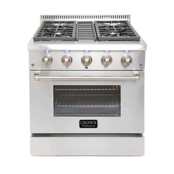 CROWN 30" Professional Stainloess Steel Dual Fuel 4.2 cu. ft Electric Oven Gas Range ARD3001
