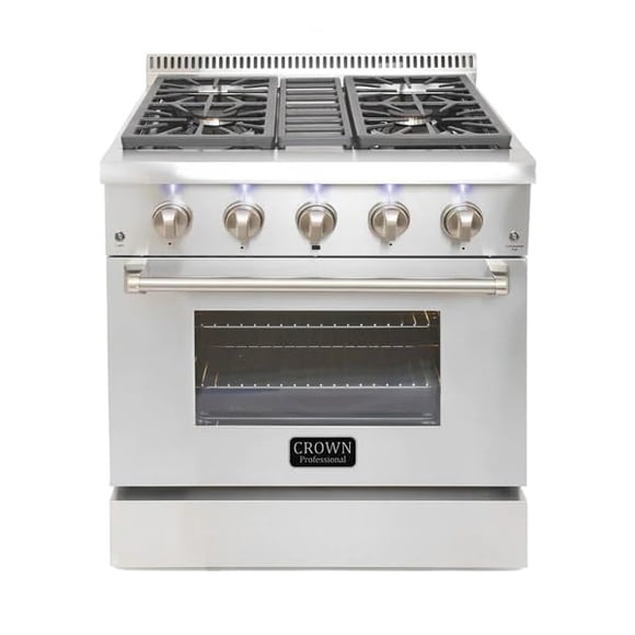 CROWN 30" Professional Stainloess Steel Dual Fuel 4.2 cu. ft Electric Oven Gas Range ARD3001