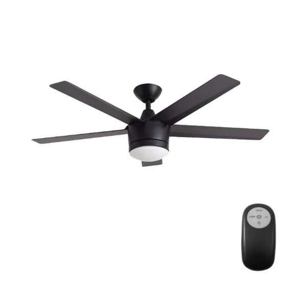 Home Decorators Collection Merwry 52 in. Integrated LED Indoor Matte Black Ceiling Fan with Light Kit and Remote Control