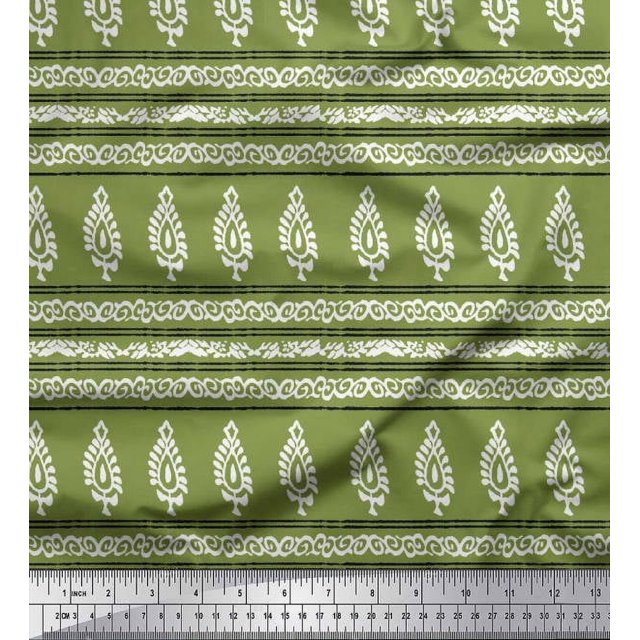 Soimoi Poly Georgette Fabric Stripe,Swirl & Floral Block Decor Fabric Printed Yard 52 Inch Wide