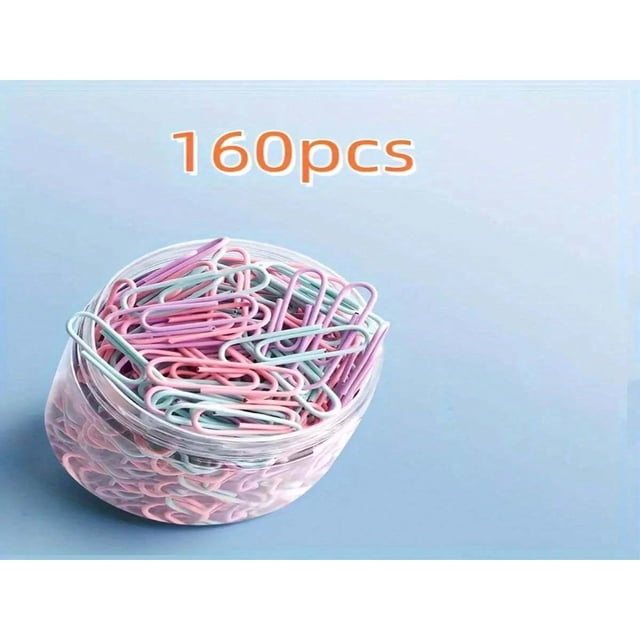 LNGOOR 160/500 Pcs Trombones Colorés Fournitures de Bureau Grande Boîte de Rangement pour Signets Trombones Support de Trombone en Acier Inoxydable Convient pour Bureau Pince à Papier avec Rangement de Papier