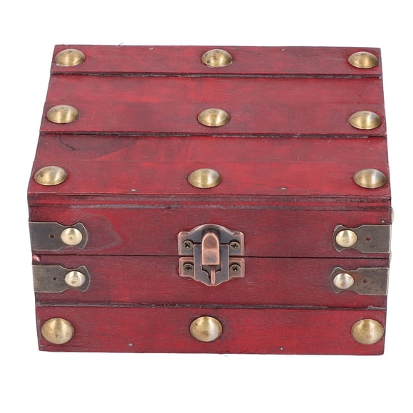 Vintage Wooden Storage Box Container, Wooden Treasure Chest Box Multifunctional Decorative Treasure Chest Box with 3 Bit Lock for Home Decor Great Father Day Gifts