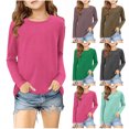 thumbnail image 1 of Tranfacy Chemises à Manches Longues pour Filles, Chemises d'Automne, Chemises à Manches Longues Unies pour Filles, Blouses Décontractées à Col Rond Mignon Hauts d'Automne, 1 of 5