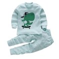 thumbnail image 1 of WEIYLL Ensembles pour Garçons Tenues Enfants Pyjama à Manches Longues Chemise Imprimée Hauts Pantalons 2 Pcs Enfant Enfants Costumes Vert Armée 4-5 Ans, 1 of 2