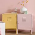 thumbnail image 3 of Bouclair Pink Metal Locker Side Table, 3 of 10