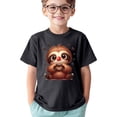 thumbnail image 2 of T-shirts Filles Enfants Imprimé Animaux Mignons Sports Décontractés Col Rond Manches Courtes Hauts Filles Noir 6-7 Ans, 2 of 4
