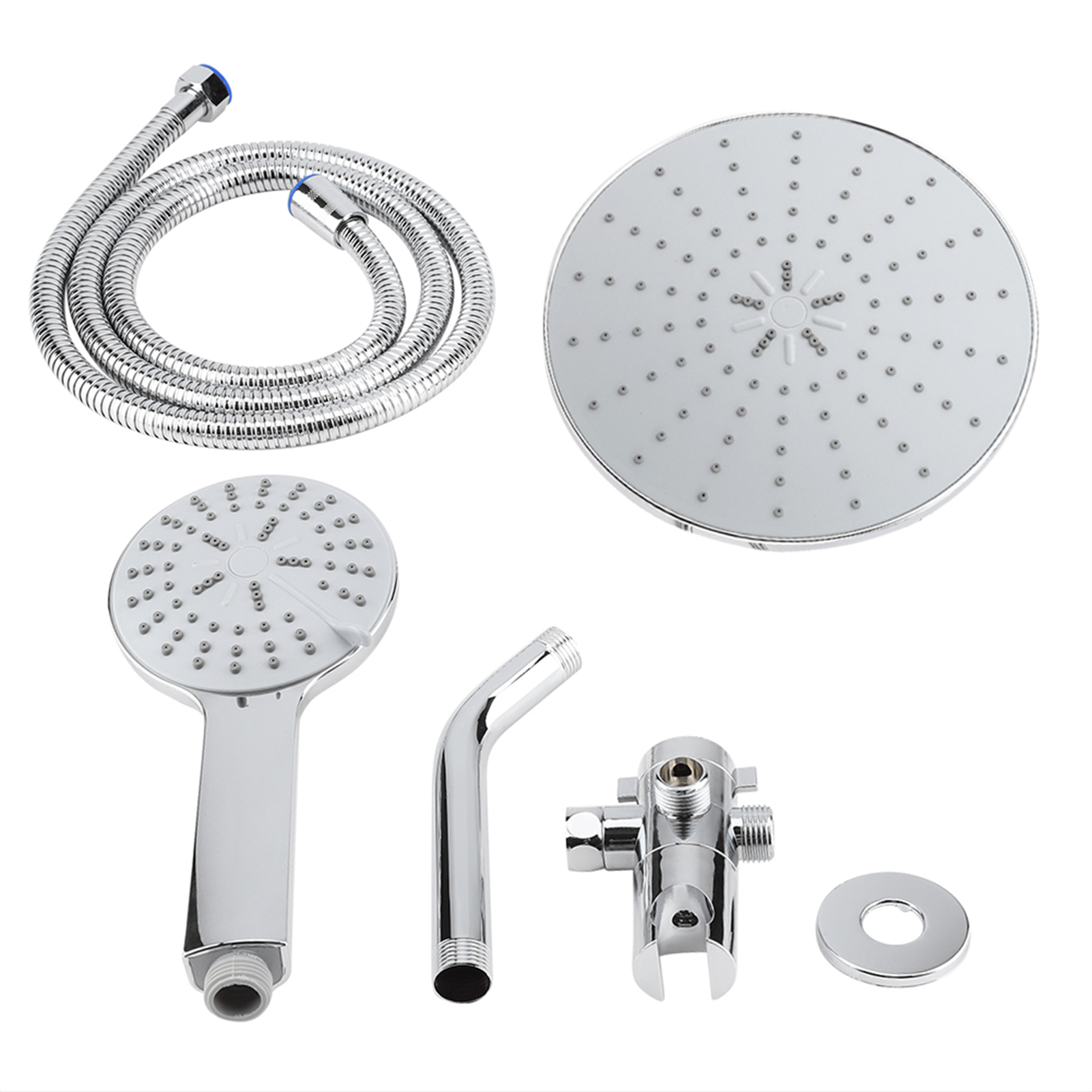 Blantye Plaque Chromée à Haute Pression 3 Voies Multiprise Style Pluie Double Pomme de Douche à Main Combo