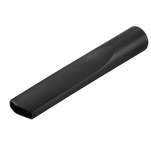 Unique Bargains 32mm Vacuum Cleaner Crevice Tool Attachment in black plastic, measuring 200mm in length. A universal vacuum accessory for cleaning tight spaces, sofas, stairs, and under appliances. Fits vacuum cleaners with a 32mm inner diameter connector.