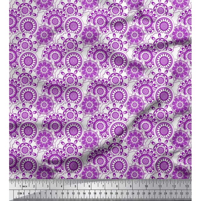 Soimoi Cotton Duck Fabric Circle & Mandala Printed Fabric 1 Yard 42 Inch Wide
