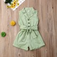 thumbnail image 2 of Faithtur Baby Girl Sleeveless Romper Button Shorts with Belt Jumpsuit, 2 of 6