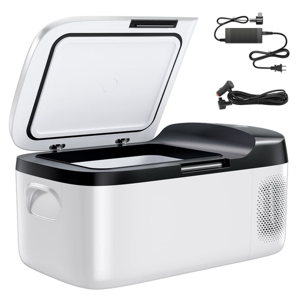 KFFKFF Car Refrigerator, DC 12/24V AC100-240V Compressor Electric Cooler, -4°F to 68°F Car Fridge with APP Control, 16 QT, 60W