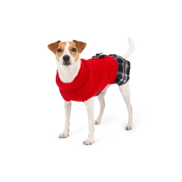 One Paw, Holiday Dress Sweater, Dog Sweater, Built-in Skirt