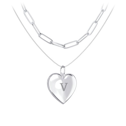 Collier Superposé avec Médaillon et Chaîne Trombone