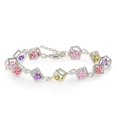 thumbnail image 2 of Silver-Color Crystal Chain Link Bracelet Women Girls Gift Bracelet-Adjustable Stretchy Flash Diamond For Women, 2 of 8