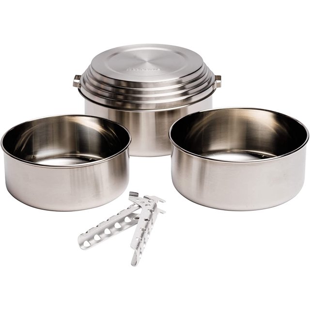 Solo Stove Ensemble de 3 Casseroles - Batterie de Cuisine de Camping et de Randonnée en Acier Inoxydable / Poignée de Casserole Incluse pour Cuisinière Fusée, Cuisson de Camping