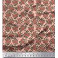 thumbnail image 1 of Soimoi Polyester Crepe Fabric Leaves & Floral Block Print Fabric by The Yard 52 Inch Wide, 1 of 3
