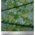 thumbnail image 2 of Soimoi Tissu Satin Modal Vert Feuilles & Floral Imprimé à la Main 1 Yard 42 Pouces de Large, 2 of 2