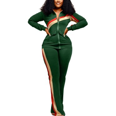 UKAP Ensemble de Survêtement pour Femme Taille Élastique Ensembles de Joggeur Survêtements de Couleur Unie Tenue Athlétique pour la Maison Deux Pièces Vert 3TG