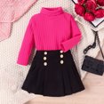 thumbnail image 2 of Penkiiy Ensemble Jupe Plissée 3 Pcs pour Tout-Petites Filles Tenue d'Automne Hiver pour Filles Robe Douillette Ensemble de Vêtements avec Béret 0,5-1 An Rose, 2 of 7