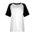 thumbnail image 3 of Womens Summer Raglan T-Shirts Color Block Plus Size Baseball Tees Casual Short Sleeve Loose Pullover White, L, 3 of 5