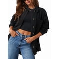 thumbnail image 1 of Jean Jacket for Women Distressed Long Sleeve Oversized Denim Trucker Jackets Coat Black XL, 1 of 9