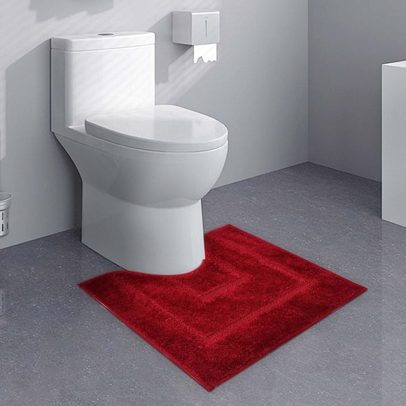 Microfiber Bathroom Floor Mat - U-Shaped Thickened Water Absorbing Non-Slip Door Mat - 50x40cm Soft Toilet Rug with Rubber Backing - Fast Drying Washable Bath Carpet (1 Piece)
