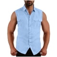 thumbnail image 1 of Diufon Mens Sleeveless Button Down Shirts Cotton Linen Summer Beach Vacation Basic Tank Shirts with Pockets, 1 of 7