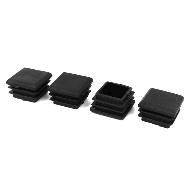 Unique Bargains 4 Pcs Black Plastic 25x25mm Pipe Blacking End Caps Tubing Insert Square