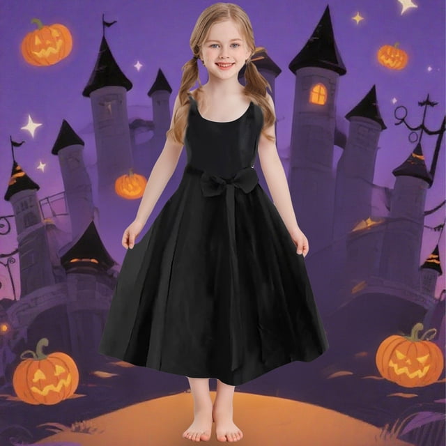 EnJoCho Robe Évasée Twirly d'Halloween pour Filles, Âge 5-14, Robe de Fête à Manches Courtes pour Trick Or Treat, Saison Effrayante Photo Shoot