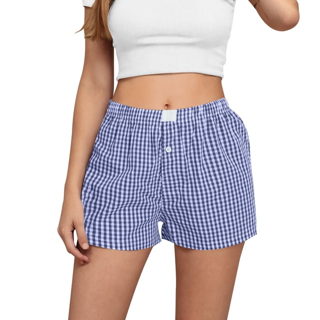 Plebaso Shorts Boxeurs pour Femmes Taille Élastique Shorts Décontractés Bas de Détente Confortables Shorts de Pyjama Amples Vêtements de Nuit