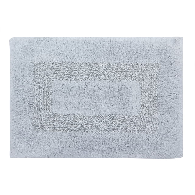 Mainstays Racetrack Tapis de Bain Gris 100 % Coton, 17 x 24 Pouces, avec Motif Rectangulaire de Racetrack et texture en Coton Douce, avec Endos Antidérapant et Conception Lavable à la machine, Idéal pour les Planchers de Salle de Bain et pour Garder les Pieds à l'Aise.