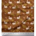 thumbnail image 1 of Soimoi Cotton Voile Fabric Dot,Leaves & Rabbit Animal Printed Fabric 1 Yard 42 Inch Wide, 1 of 3