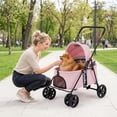 thumbnail image 4 of Gymax Pet Stroller for Small Medium Dogs w/Swivel Front Wheels & One-Step Rear Brake Pink, 4 of 10