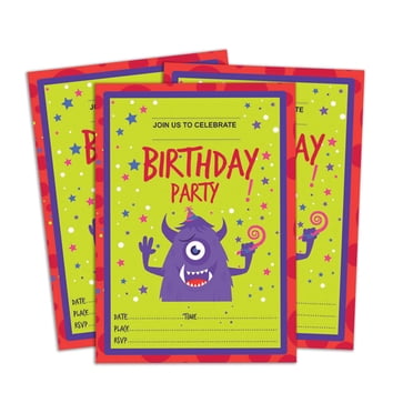 Darling Souvenir Green Birthday Invitation Card 28 Pcs Fill or Write In Blank Invites Printable Party Supplies 5 x 7 Inches