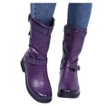thumbnail image 3 of Bmisegm Bottes Rétro pour Femmes à Fermeture Éclair, Talon Carré, Couleur Unie, Tige Mi-Haute, Bout Rond, Chaussures Violettes 8.5, 3 of 4