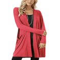 thumbnail image 1 of Womens Long Sleeve Cardigan Pockets Plus Size Open Front Jackets Plain Outerwear, 1 of 3