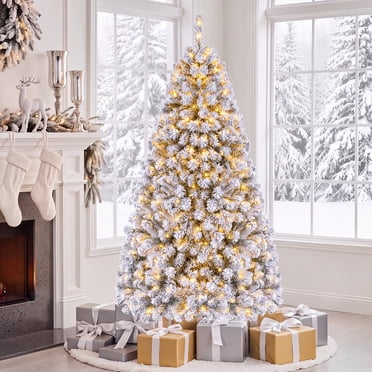 Gymax 6FT Pre-Lit Artificial Christmas Tree w/ 250 Warm White LED Lights Hinge