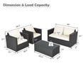 thumbnail image 2 of Gymax 4PCS Rattan Patio Conversation Set Outdoor Furniture Set w/ Off White Cushions, 2 of 7