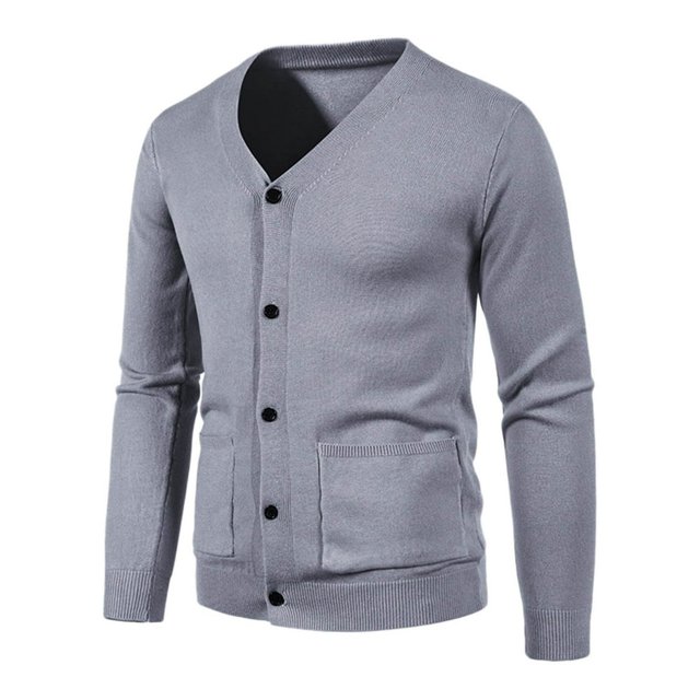 Mens Cardigan Coats Long Sleeve Winter Fall Button Solid V Neck Slim Fit Warm Sweater Casual Cardigans Tops