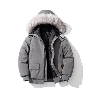 Pisexur Jackets for Men Comfortable Coats for Men Casual Hooded Solid Color Zipper Winter Warm Long Sleeve Parkas Gray,4XL
