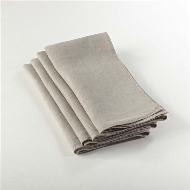 SARO 13067.N20S 20 in. Leona Square Ruffled Design Napkin - Natural Set of 4