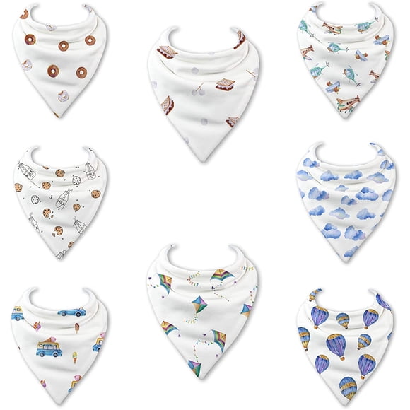 Baby Bibs | Bandana Bibs | Drool Bibs For Baby Boys and Girls 8 Pack